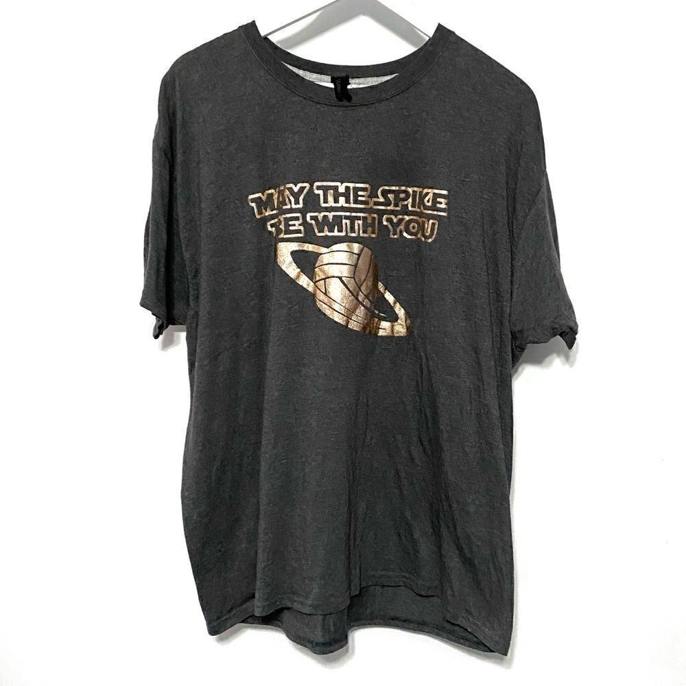 Volleyball May the strike Be with you graphic gray short sleeve Tshirt XL